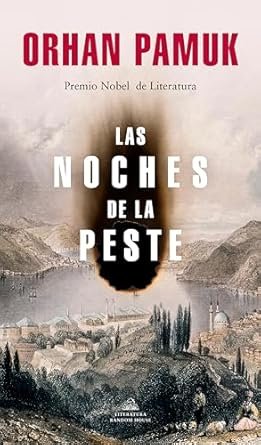 portada de la novela de Orhan Pamuk las noches de la peste en la que se ve una mancha negra sobre una ciudad