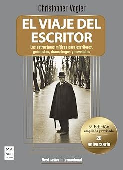 portada del libro el viaje del escritor en la que se ve a un hombre con traje y abrigo apoyado sobre su bastón