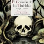 portada de la novela de Joseph Conrad, el corazón de las tinieblas, en la que, rodeada de vegetación selvatica, se observa una calavera.