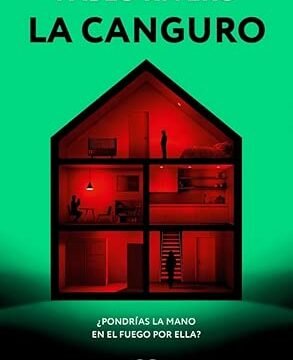 portada de la novela de pablo rivero La canguro, en la que sobre un fondo verde aparece la forma de una casa de color rojo