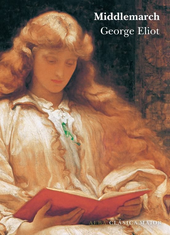 portada de la novela de George Elliot Middlemarch, en la que se observa el dibujo de una mujer leyendo un libro